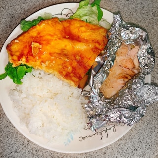 カニ玉と鶏ムネ肉のホイル焼き